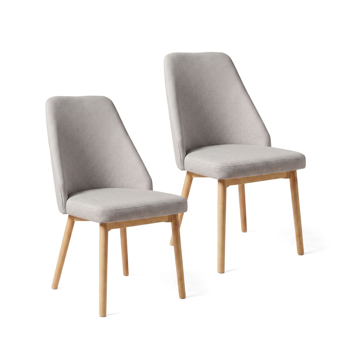 VENHOOUSE - Pack 2 Sillas Comedor Moderna Tapizada Chenilla Madera Haya Lena Greige