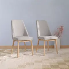 VENHOOUSE - Pack 2 Sillas Comedor Lena Madera Asiento Acolchado Poliéster Greige