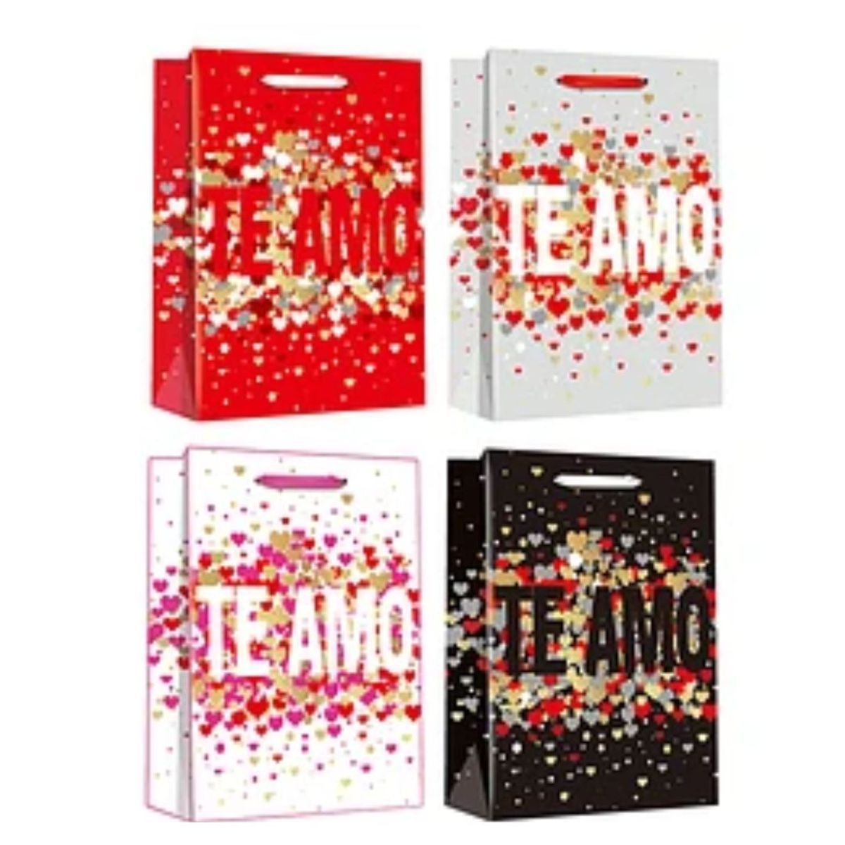 GENERICO - Bolsa de regalo te amo con corazones 39x30x12cm Diseño aleatorio