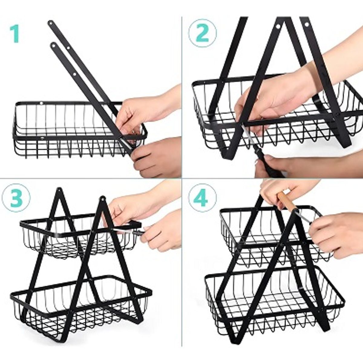 GENERICO - Organizador Hogar Rack Multiuso Frutero De Metal 2 Nivel Color Ab