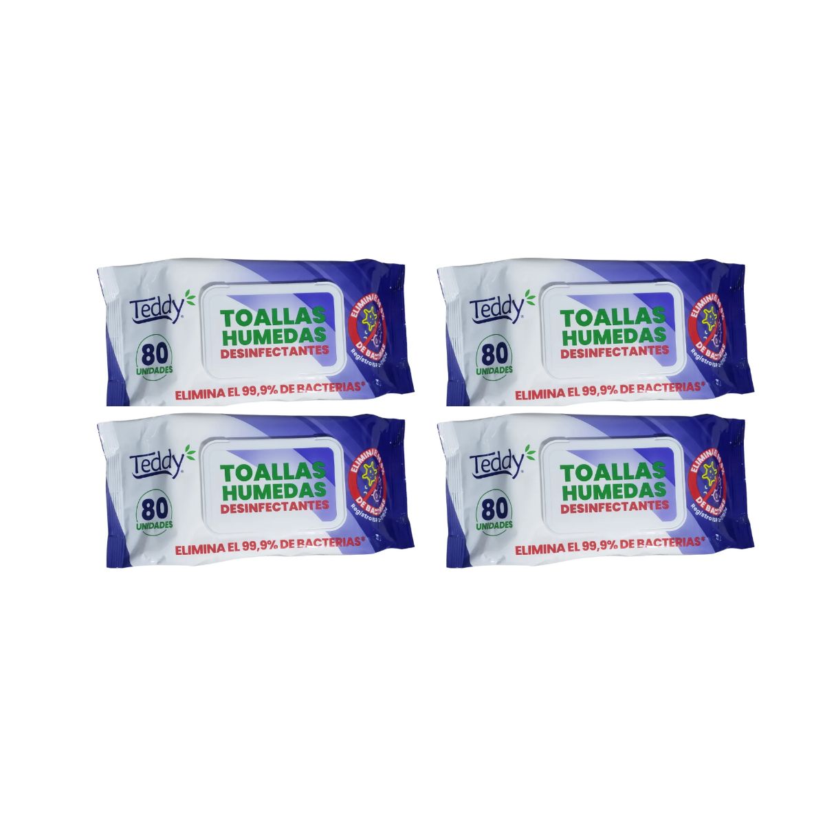 GENERICO - Pack 4 Toallitas Desinfectantes Teddy 80un C/U