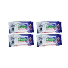 GENERICO - Pack 4 Toallitas Desinfectantes Teddy 80un C/U