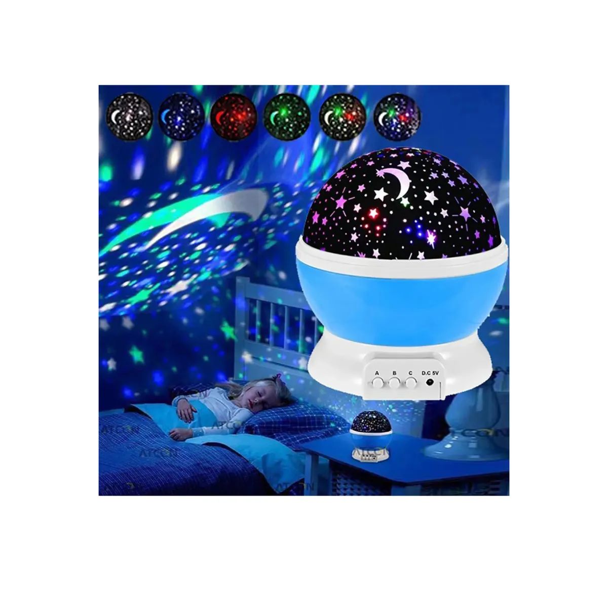 MOVI - Lampara Led Espantacucos Proyector Luz Estrellas Mesa Niños