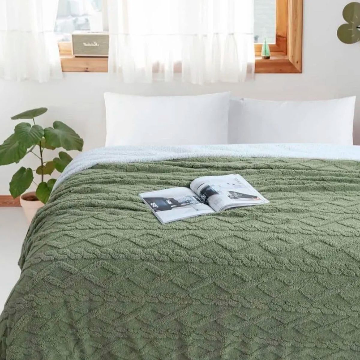 GENERICO - Frazada Rosa Relieve 2 Plazas 200x230 Cm Poliéster Unicolor
