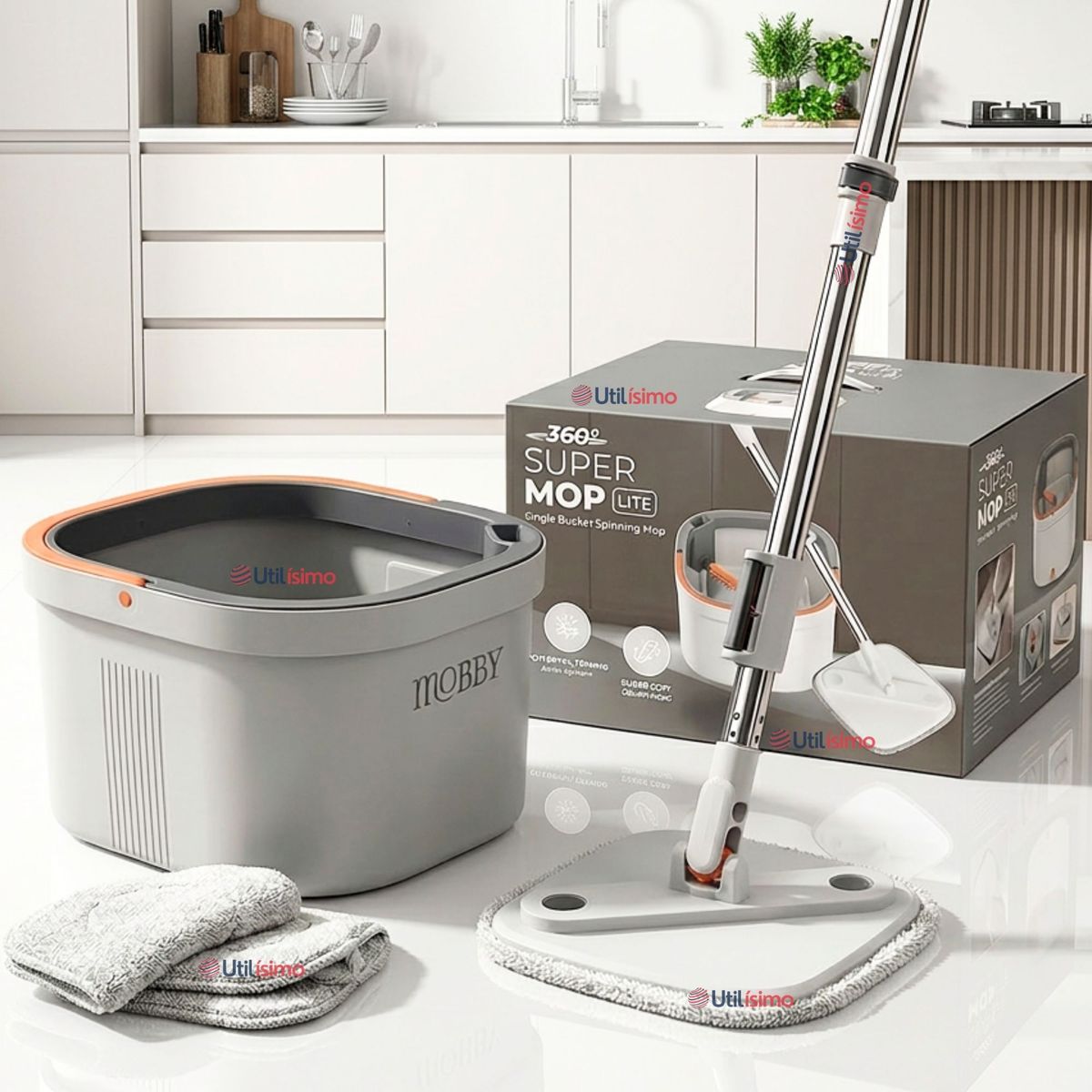 LINE - Trapeador Mopa Giratorio 360° Balde Centrifugo Microfibra