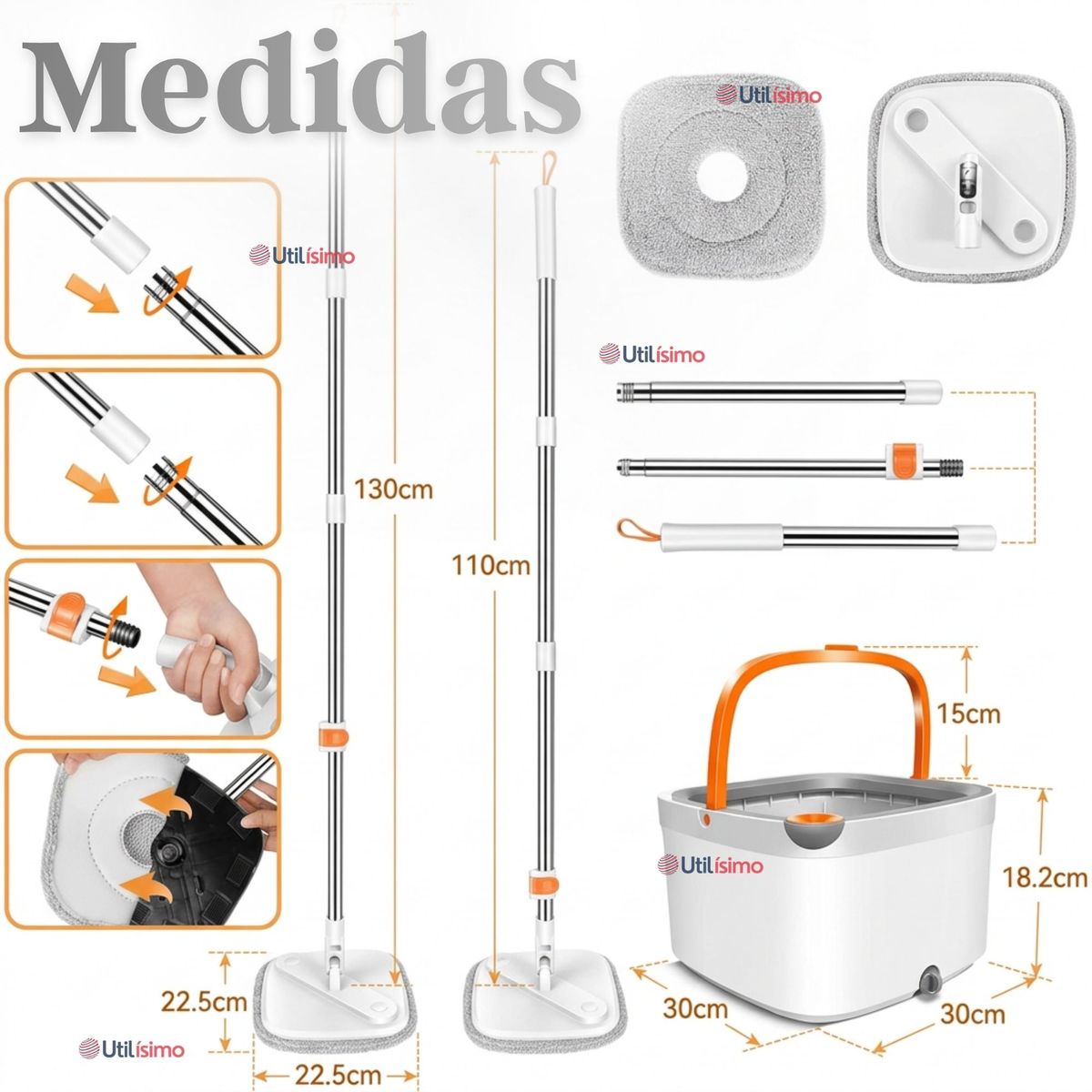 LINE - Trapeador Mopa Giratorio 360° Balde Centrifugo Microfibra