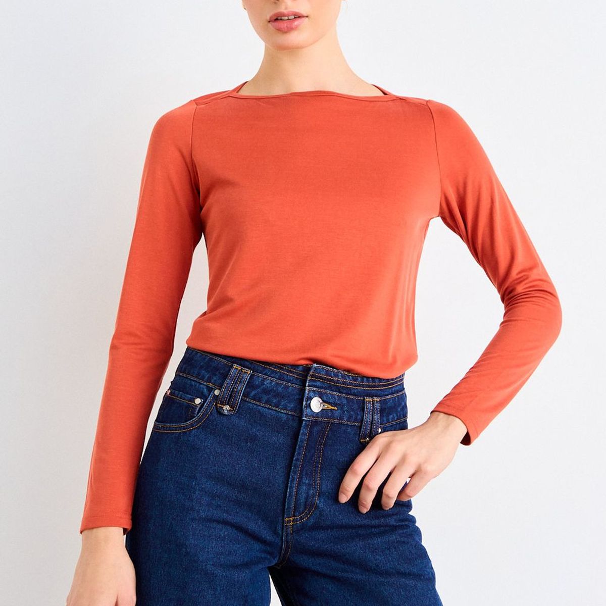 IO - Polera Lisa Mujer Naranjo Io