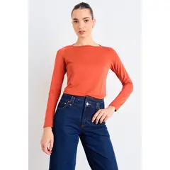 IO - Polera Lisa Mujer Naranjo