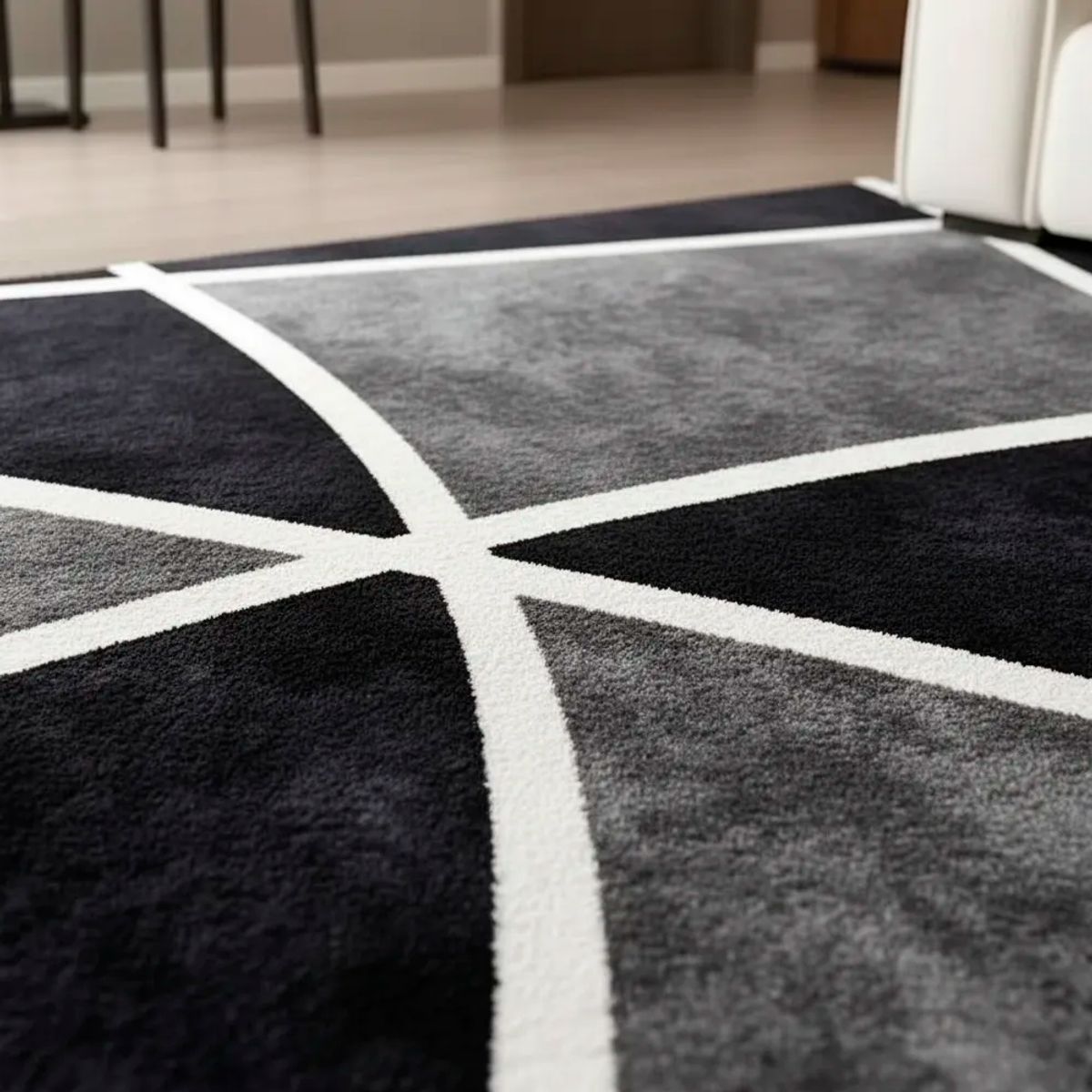 GENERICO - Alfombra Lisa Con Diseño 3d Gris/Negro 180 X 200 Cm
