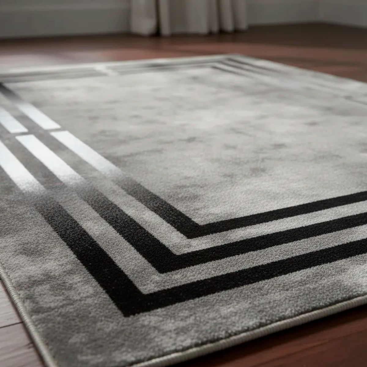 GENERICO - Alfombra Lisa Con Diseño 3d Plateado Lineas180 X 200 Cm