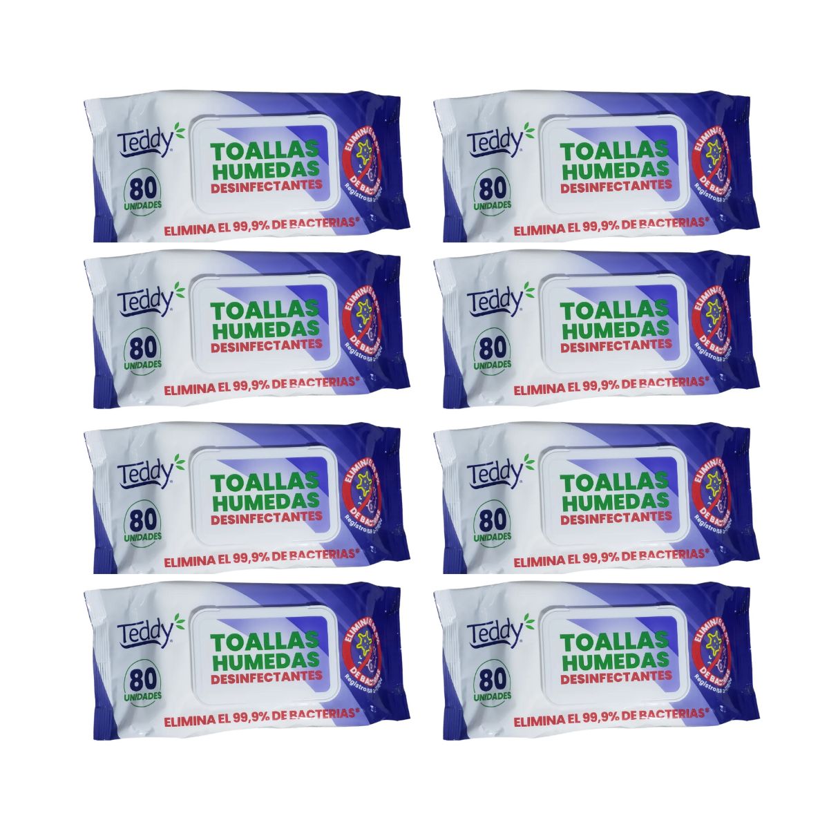GENERICO - Pack 8 Toallitas Desinfectantes Teddy 80un C/U.