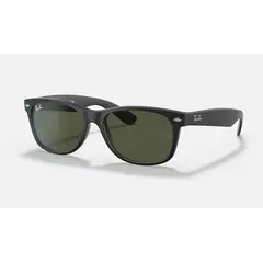 RAY BAN - Ray‑Ban New Wayfarer Negro de GomaVerde G‑15 55 mm Lentes de Sol RB2132 622 55‑18