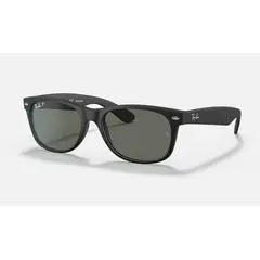 RAY BAN - Ray‑Ban New Wayfarer Clásico Negro Mate de Goma Polarizado 52 mm Lentes de Sol RB2132 62258 52‑18