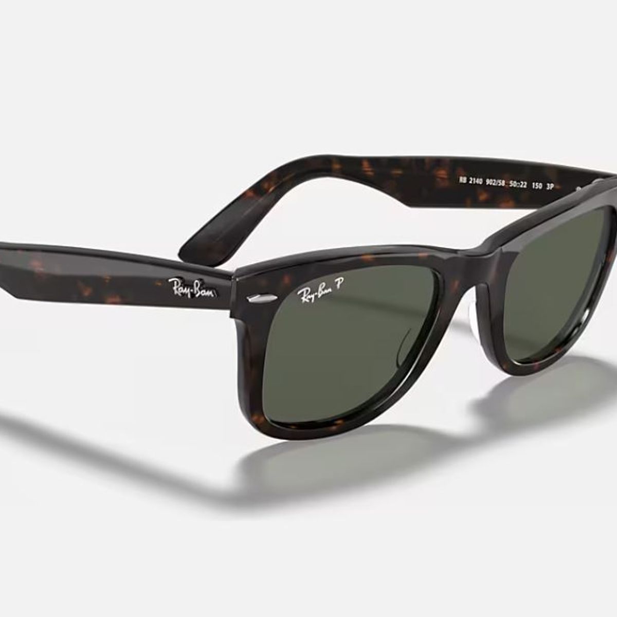 RAY BAN - Anteojos de sol Ray‑Ban Wayfarer CareyVerde Cristal Polarizado 50 mm Lentes de Sol RB2140 90258 50‑22