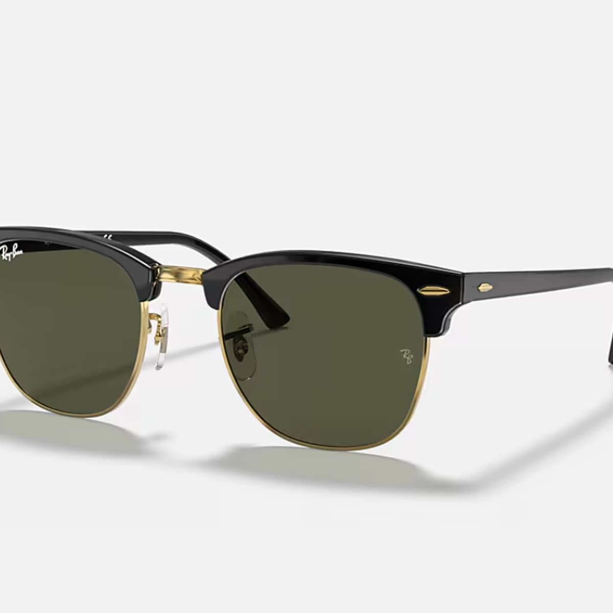 RAY BAN - Anteojos de sol Ray‑Ban Clubmaster NegroOro G‑15 Verde 55 mm Lentes de Sol RB3016 W0365 55‑21