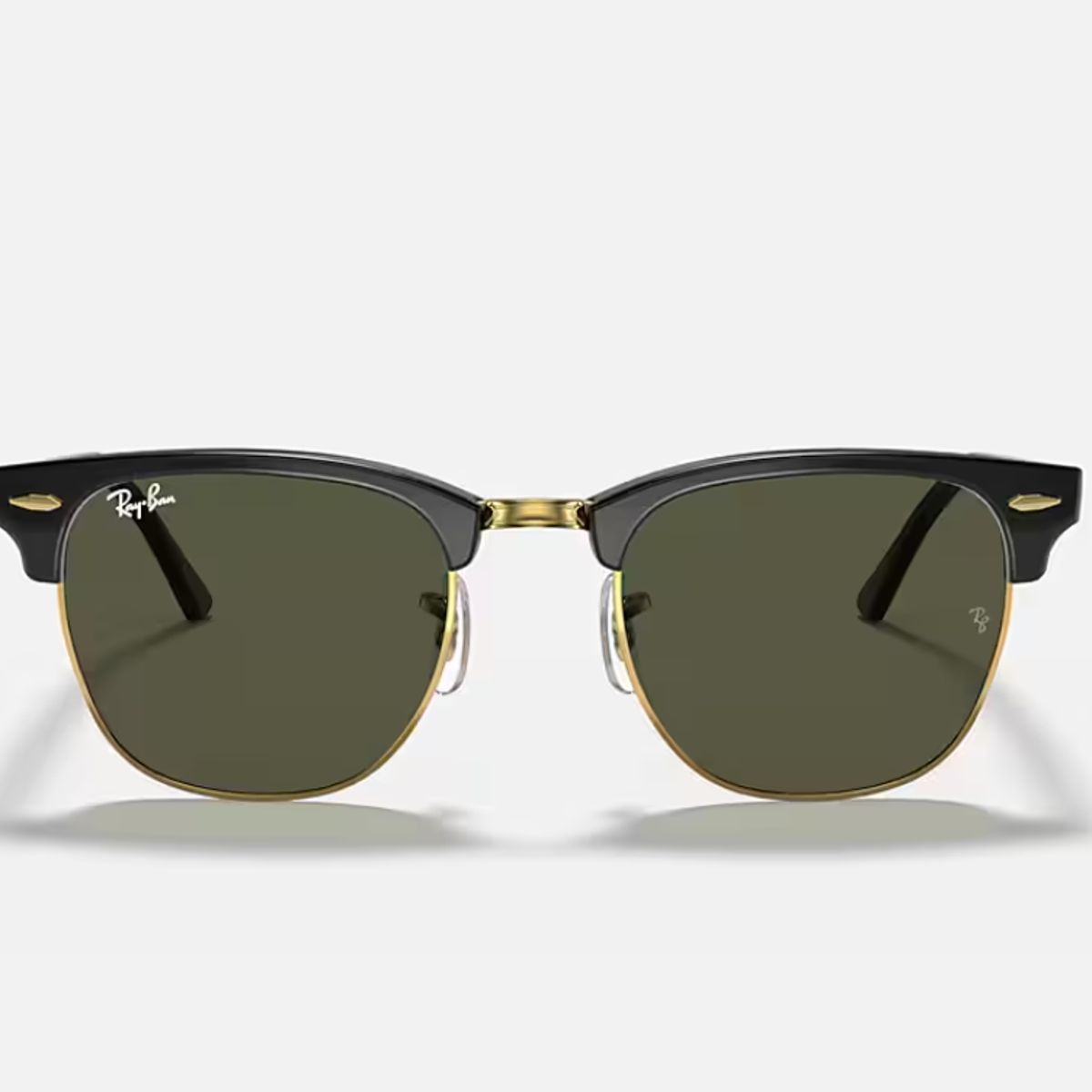RAY BAN - Anteojos de sol Ray‑Ban Clubmaster NegroOro G‑15 Verde 55 mm Lentes de Sol RB3016 W0365 55‑21