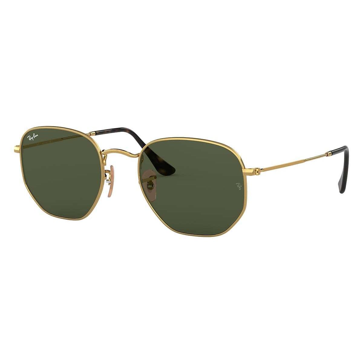 RAY BAN - Ray‑Ban Hexagonal Lentes Planas Dorado MetálicoVerde 54 mm Lentes de Sol RB3548N 001 54‑21