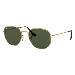 RAY BAN - Anteojos de sol Ray‑Ban Hexagonal Lentes Planas Dorado MetálicoVerde 54 mm Lentes de Sol RB3548N 001 54‑21