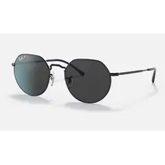 RAY BAN - Anteojos de sol Ray‑Ban Jack Negro Pulido Polarizado Clásico 55 mm Lentes de Sol RB3565 00248 55‑20