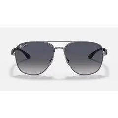 RAY BAN - Anteojos de sol Ray‑Ban RB3683 Gunmetal PulidoAzul‑Gris Polarizado Degradado 56 mm Lentes de Sol RB3683 00478 56‑15