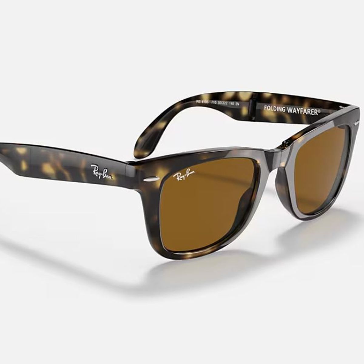 RAY BAN - Anteojos de sol Ray‑Ban Wayfarer Carey Nylon Marrón Clásico B‑15 50 mm Lentes de Sol RB4105 710 50‑22