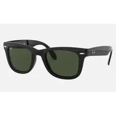 RAY BAN - Anteojos de sol Ray‑Ban Wayfarer Plegables Clásicos Negro BrilloVerde 54 mm Lentes de Sol RB4105 601 54‑20