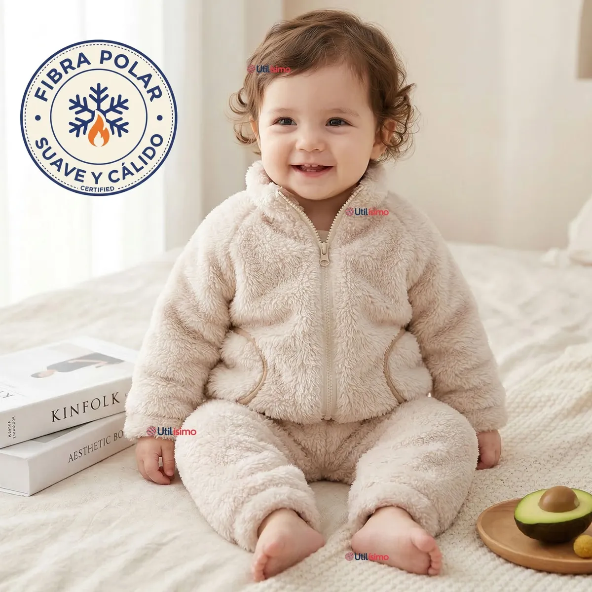 JUMP KIDS - Conjunto 2 Piezas Buzo Polerón Pantalón Bebe Niña Poliéster Beige