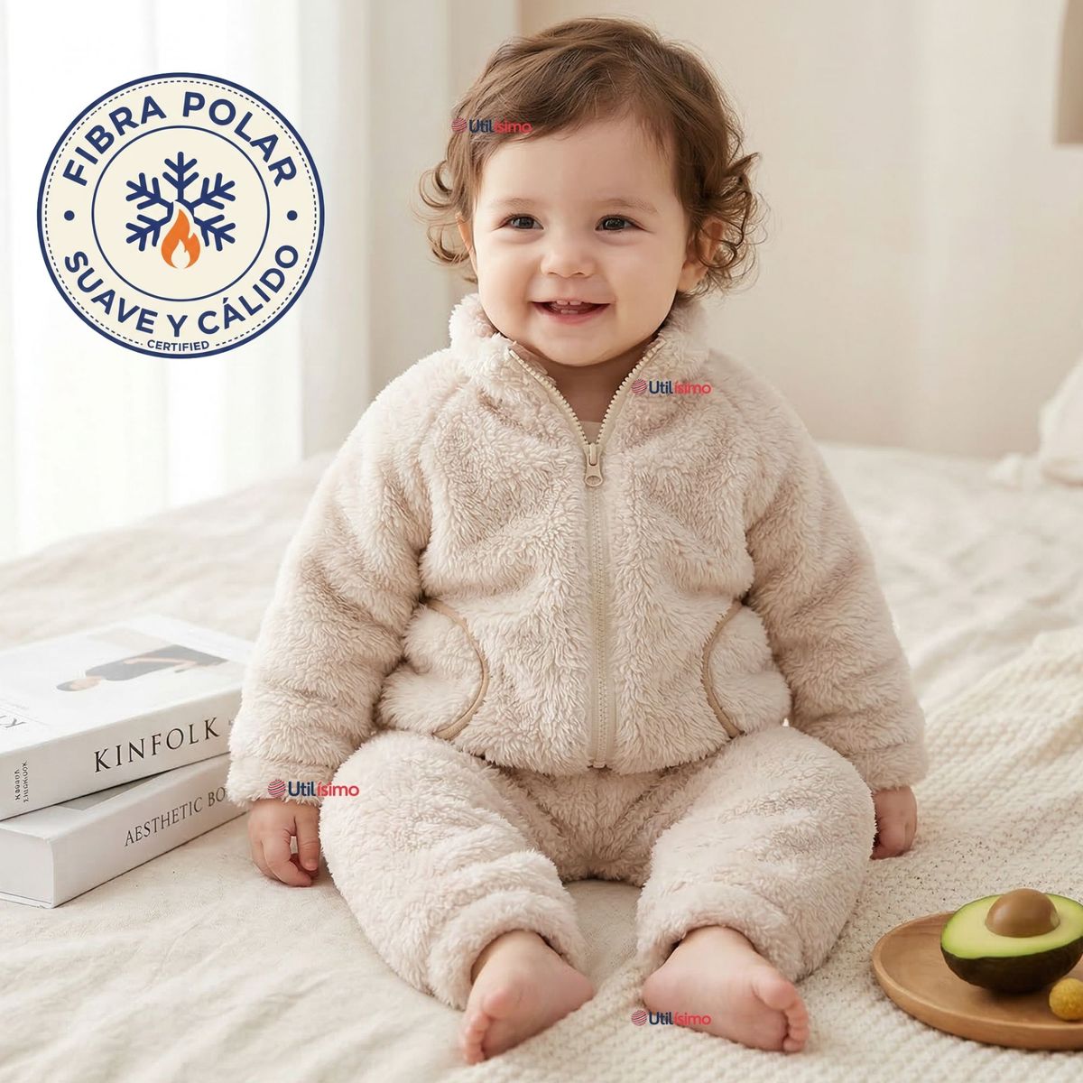 JUMP KIDS - Conjunto 2 Piezas Buzo Polerón Pantalón Bebe Niña Poliéster Beige