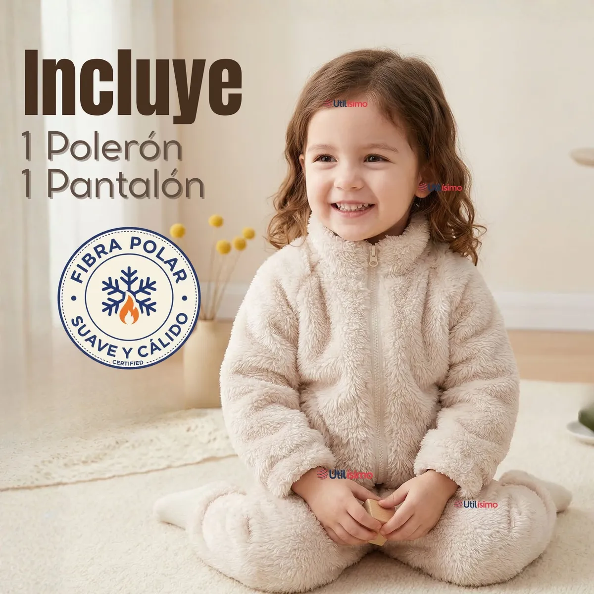 JUMP KIDS - Conjunto 2 Piezas Buzo Polerón Pantalón Bebe Niña Poliéster Beige