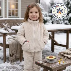 JUMP KIDS - Conjunto 2 Piezas Buzo Polerón Pantalón Bebe Niña Poliéster Beige