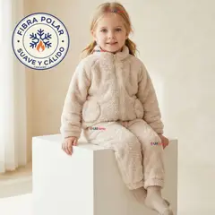 JUMP KIDS - Conjunto 2 Piezas Buzo Polerón Pantalón Bebe Niña Poliéster Beige