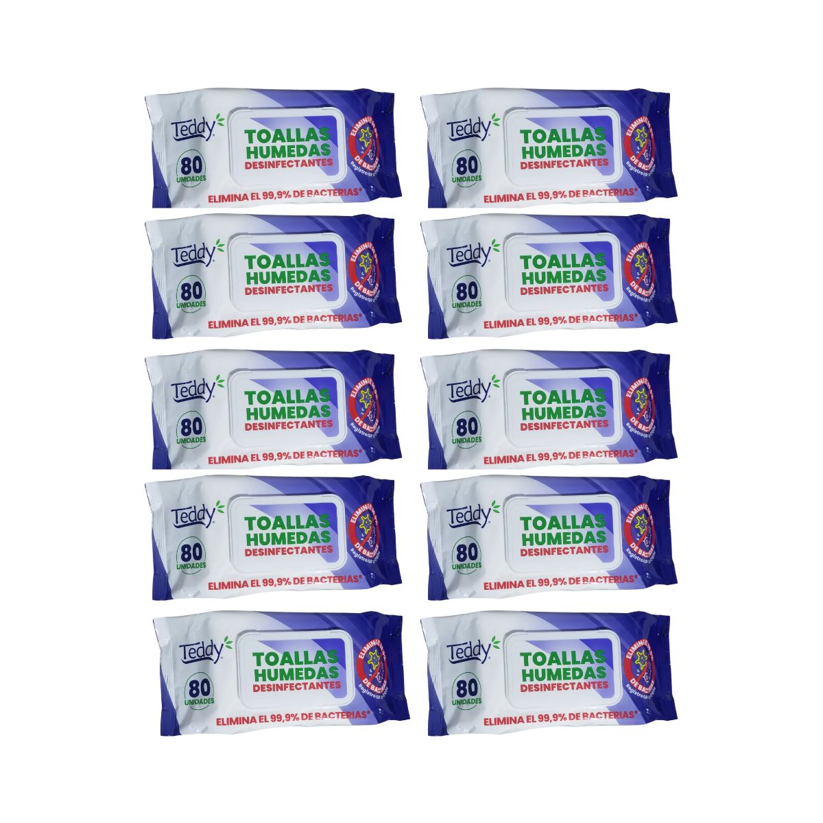 GENERICO - Pack 10 Toallitas Desinfectantes Teddy 80un C/U.