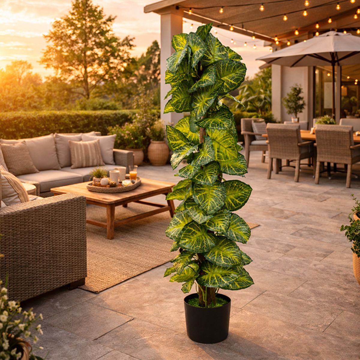GENERICO - Planta Artificial Tropical Alocasia Grande Decoración Hogar