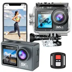 GENERICO - Cámara Acción Deportiva 5k UHD 30fps 2 Pantallas Wifi 24mpx + Bateria extra Regalo