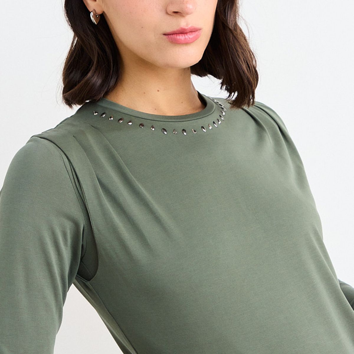 IO - Polera Estampada Mujer Verde Oliva Io