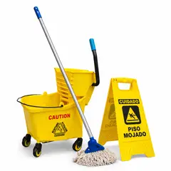 ALDAY - Pack Carro Aseo Estrujador 36l, Aviso Piso Mojado&trapeador