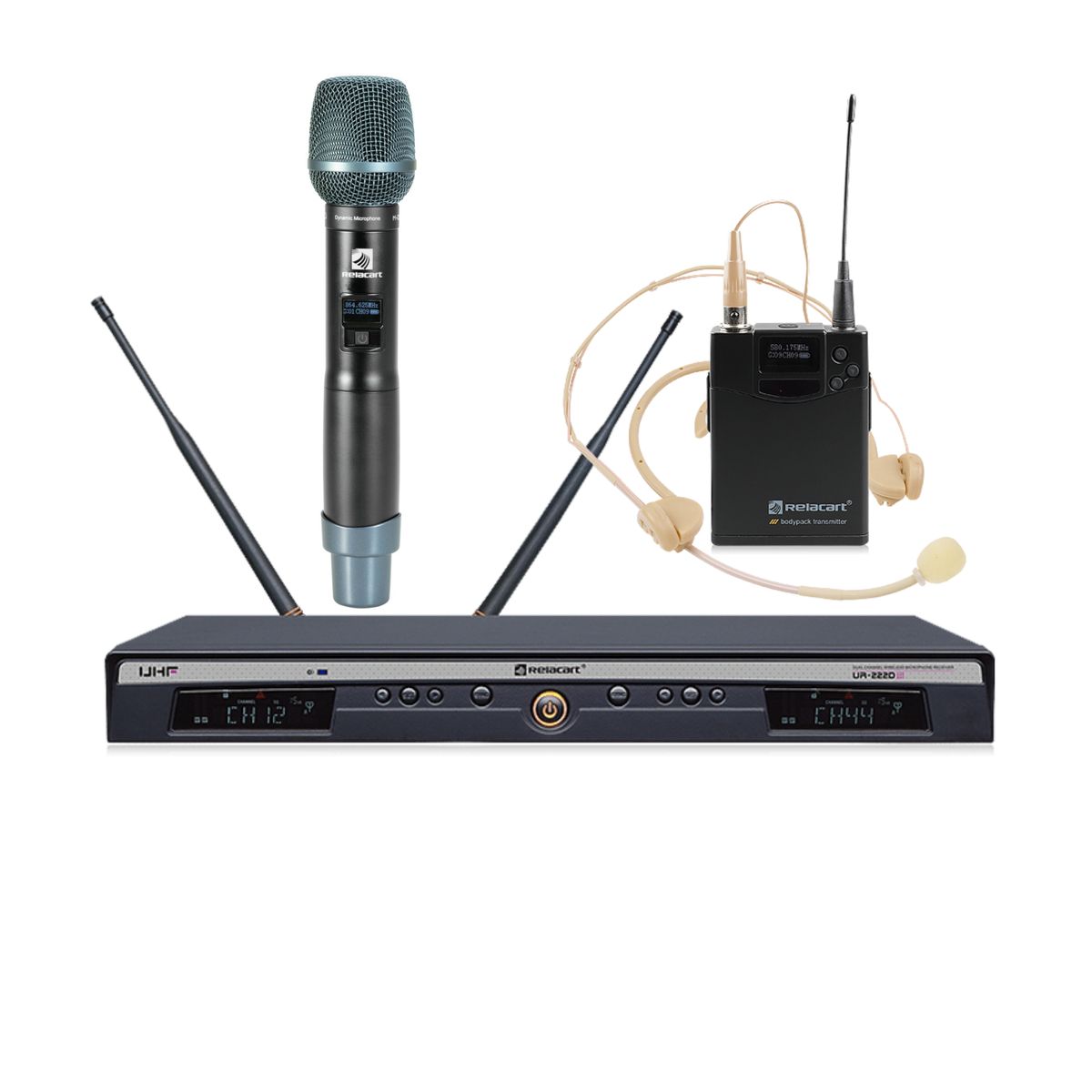 RELACART - Relacart Ur-222D Mc Sistema Inalámbrico de Mano Y Cintillo Headset