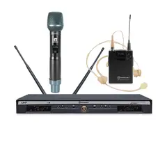 RELACART - Ur-222D Mc Sistema Inalámbrico de Mano Y Cintillo Headset