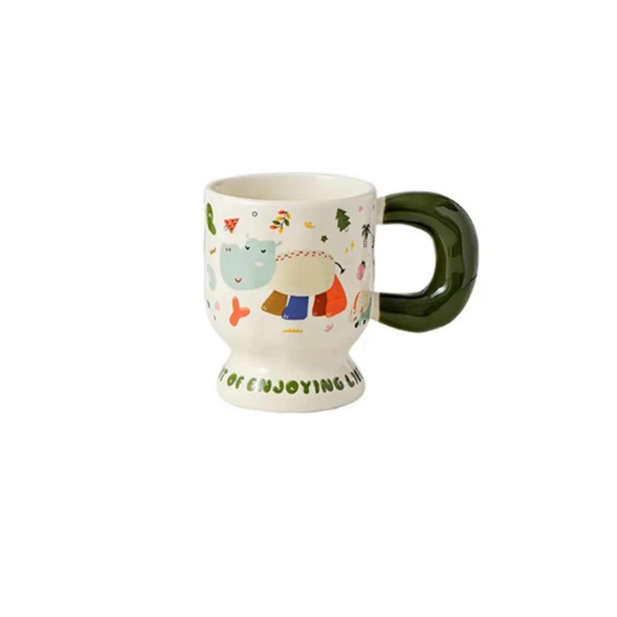 GENERICO - Taza Elevada Animalitos 8.5×10.8 cm Verde