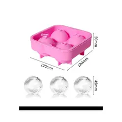 GENERICO - Molde Silicona Cubetera 4 Esferas Hielo 4,5cm Hielera Coctel