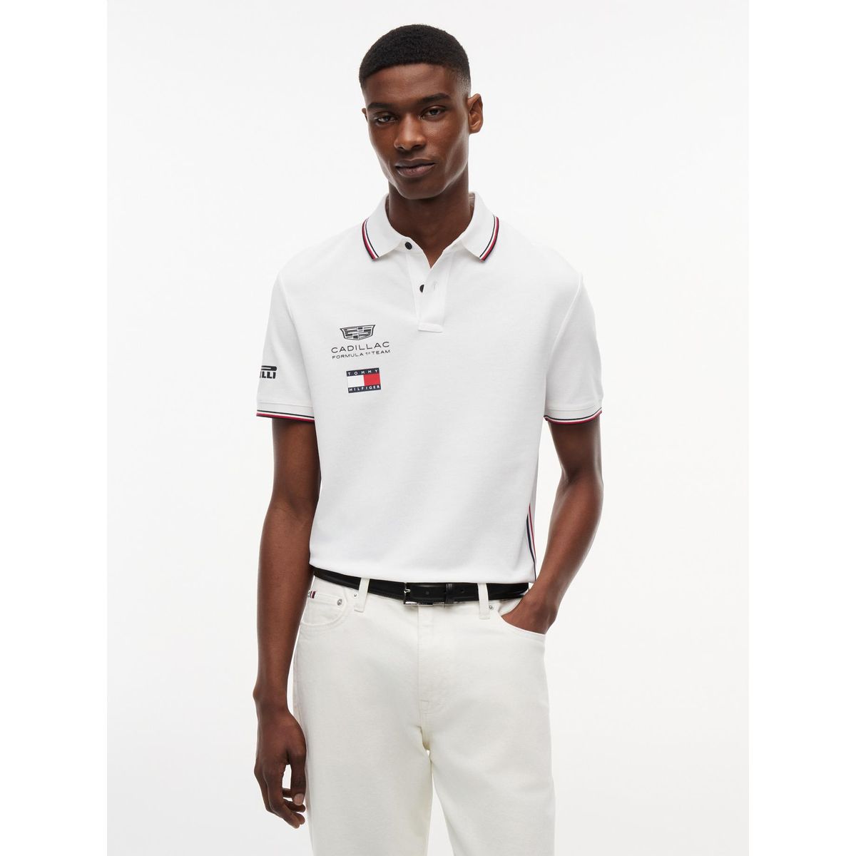 TOMMY HILFIGER - Polo Unisex TH x Cadillac Fórmula 1 Regular Fit Blanco Tommy Hilfiger