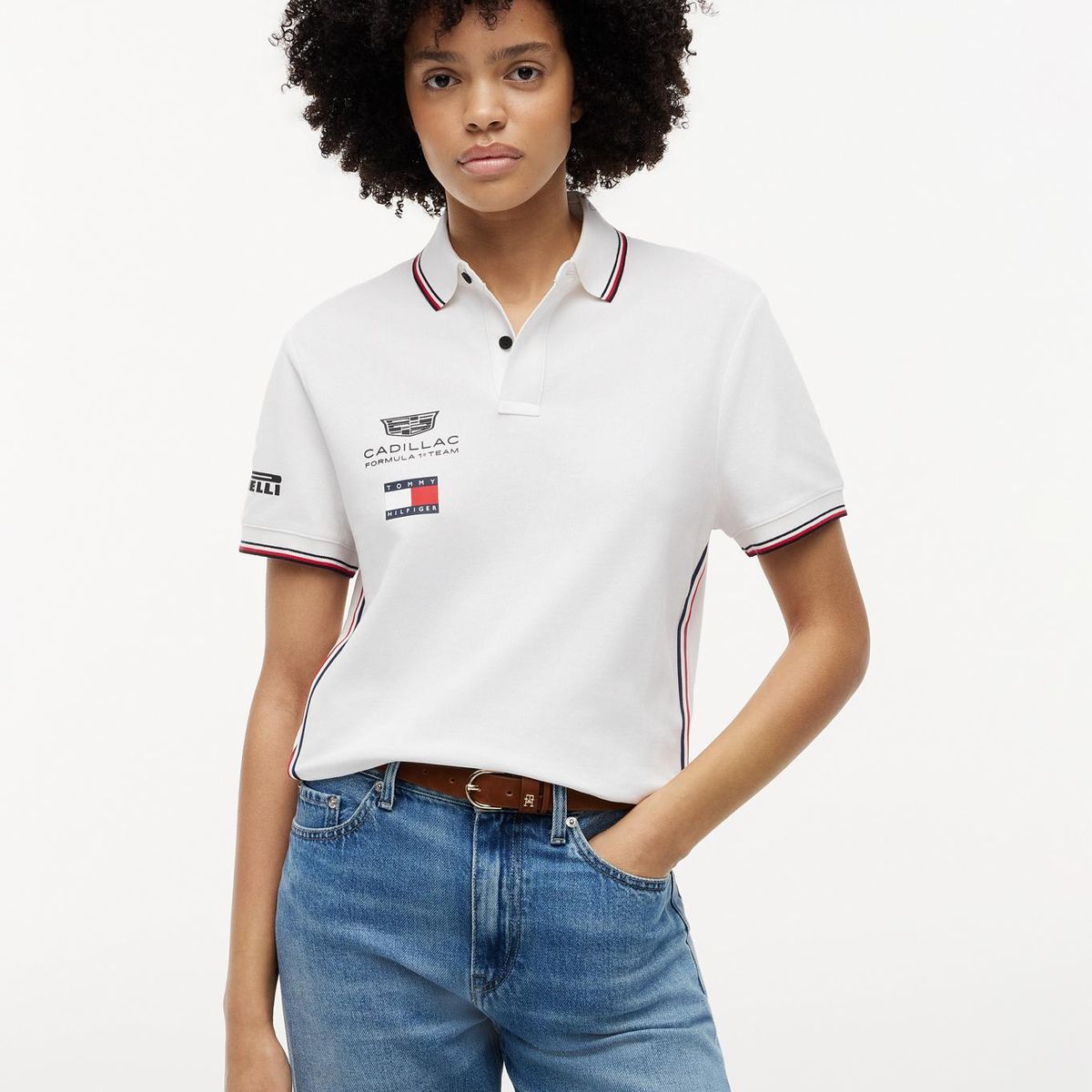 TOMMY HILFIGER - Polo Unisex TH x Cadillac Fórmula 1 Regular Fit Blanco Tommy Hilfiger