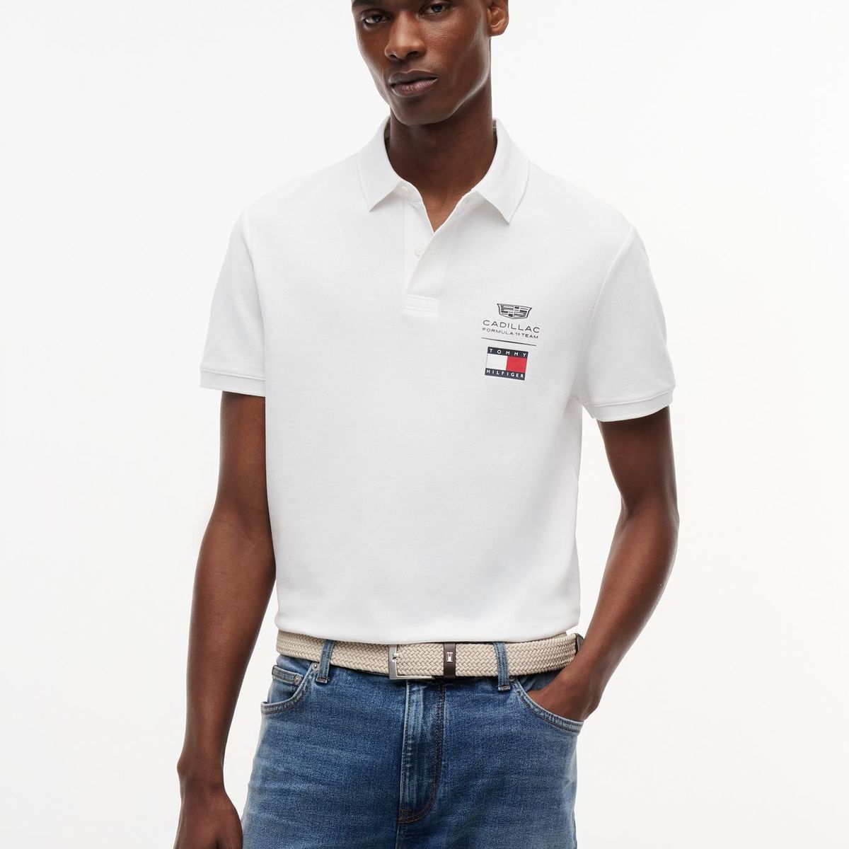 TOMMY HILFIGER - Polo Unisex TH x Cadillac Fórmula 1 Regular Fit Blanco Tommy Hilfiger