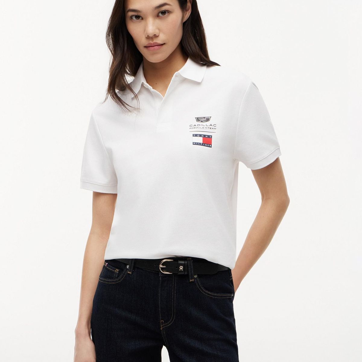 TOMMY HILFIGER - Polo Unisex TH x Cadillac Fórmula 1 Regular Fit Blanco Tommy Hilfiger