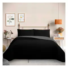 GENERICO - Kit X 2 Cubrecama Quilt Reversible Trama Collection Negro Martiné