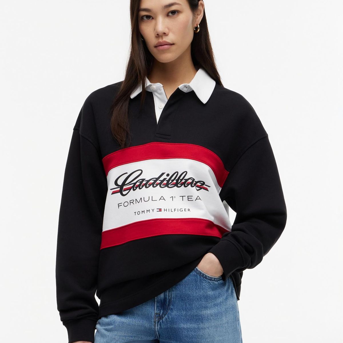 TOMMY HILFIGER - Polo Unisex TH x Cadillac Fórmula 1 Regular Fit Negro Tommy Hilfiger