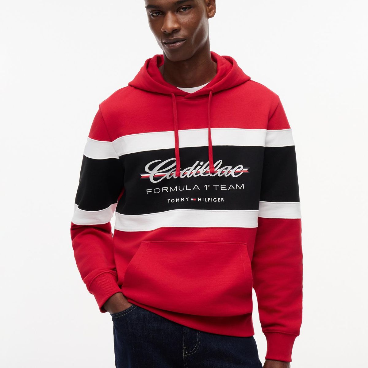 TOMMY HILFIGER - Polerón Unisex Hoodie TH x Cadillac Fórmula 1 Rojo Tommy Hilfiger
