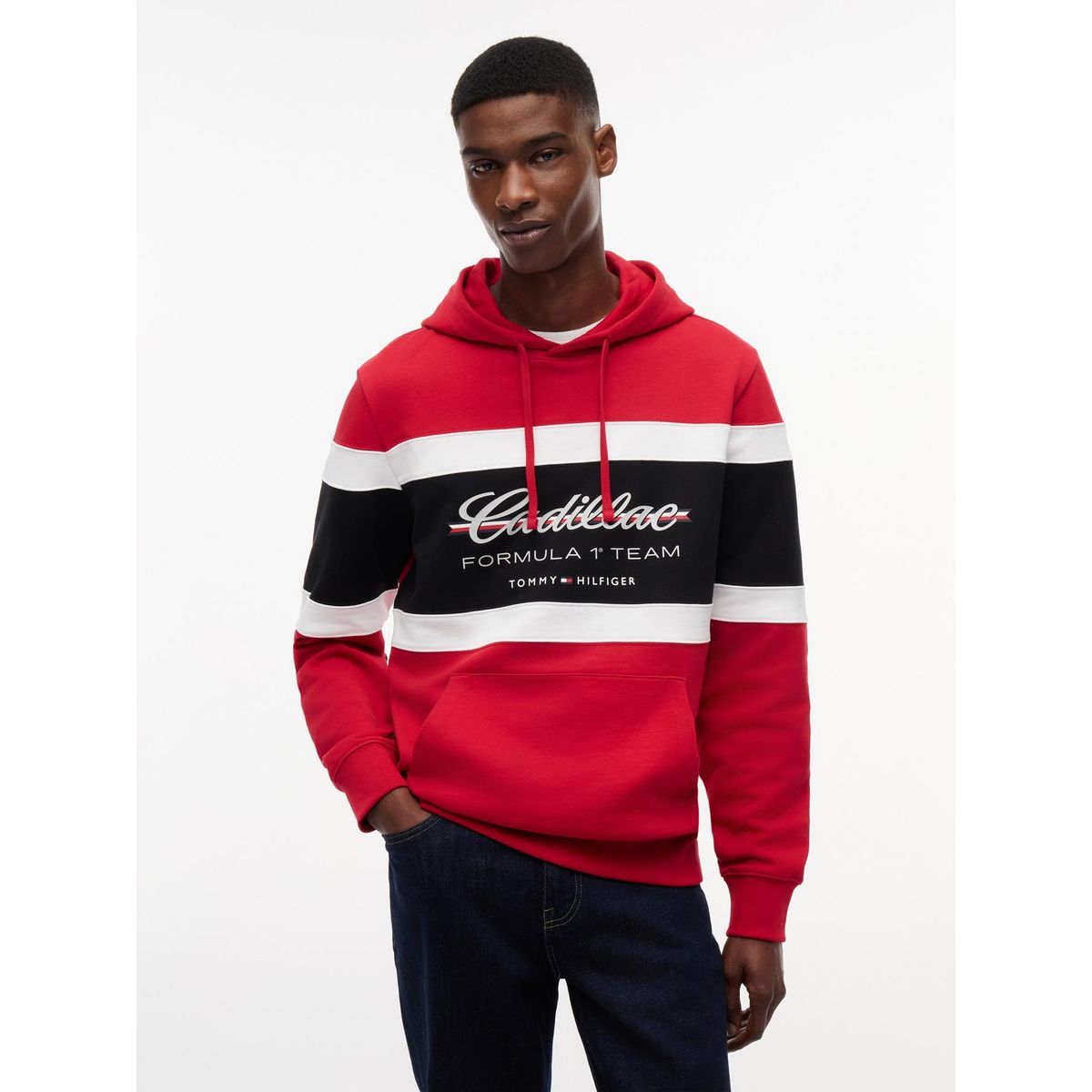 TOMMY HILFIGER - Polerón Unisex Hoodie TH x Cadillac Fórmula 1 Rojo Tommy Hilfiger