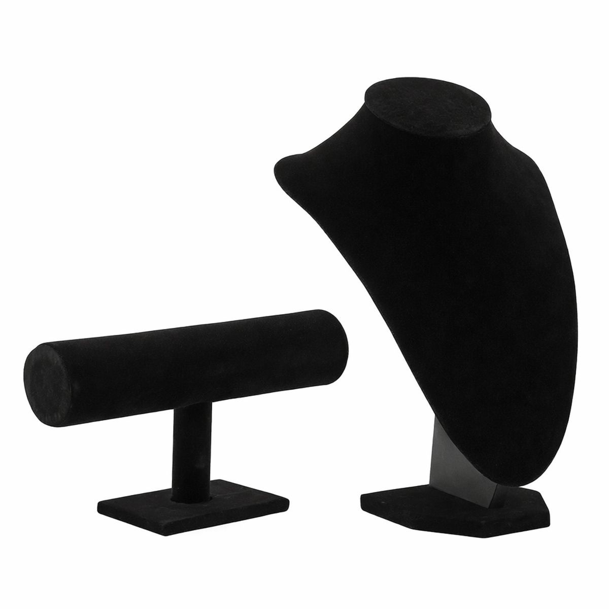 GENERICO - Set Exhibidores Joyas Terciopelo Negro Cuello Y Pulseras Horizontal