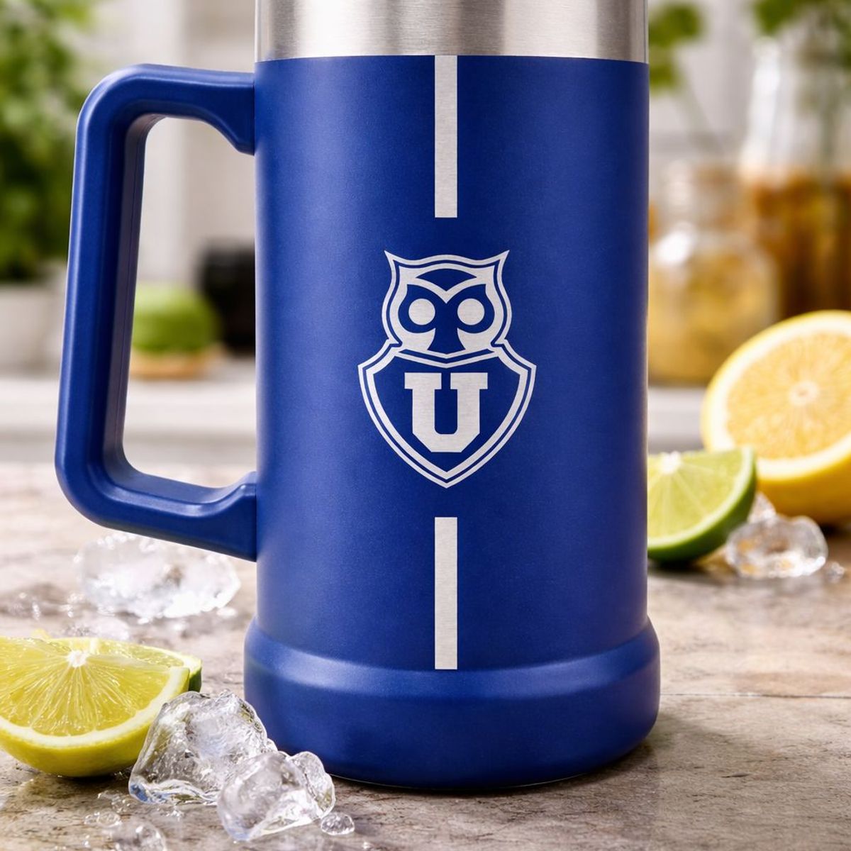 TITANIO - VASO CERVECERO MUG U DE CHILE 750 ML AZUL